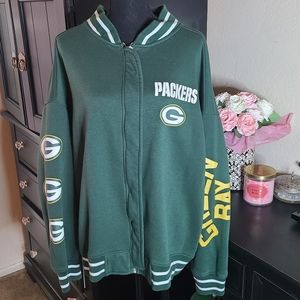 MISSGUIDED NFL TEAM APPAREL GREEN BAY PACKERS OVERSIZED ZIPPER FRONT SWE…